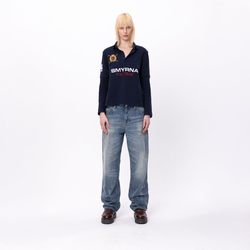 Team Polo shirt longsleeve in navy/black