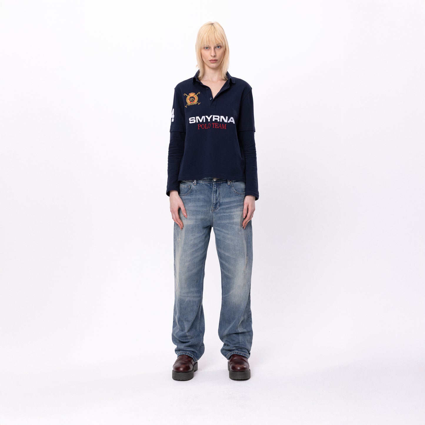 Team Polo shirt longsleeve in navy/black