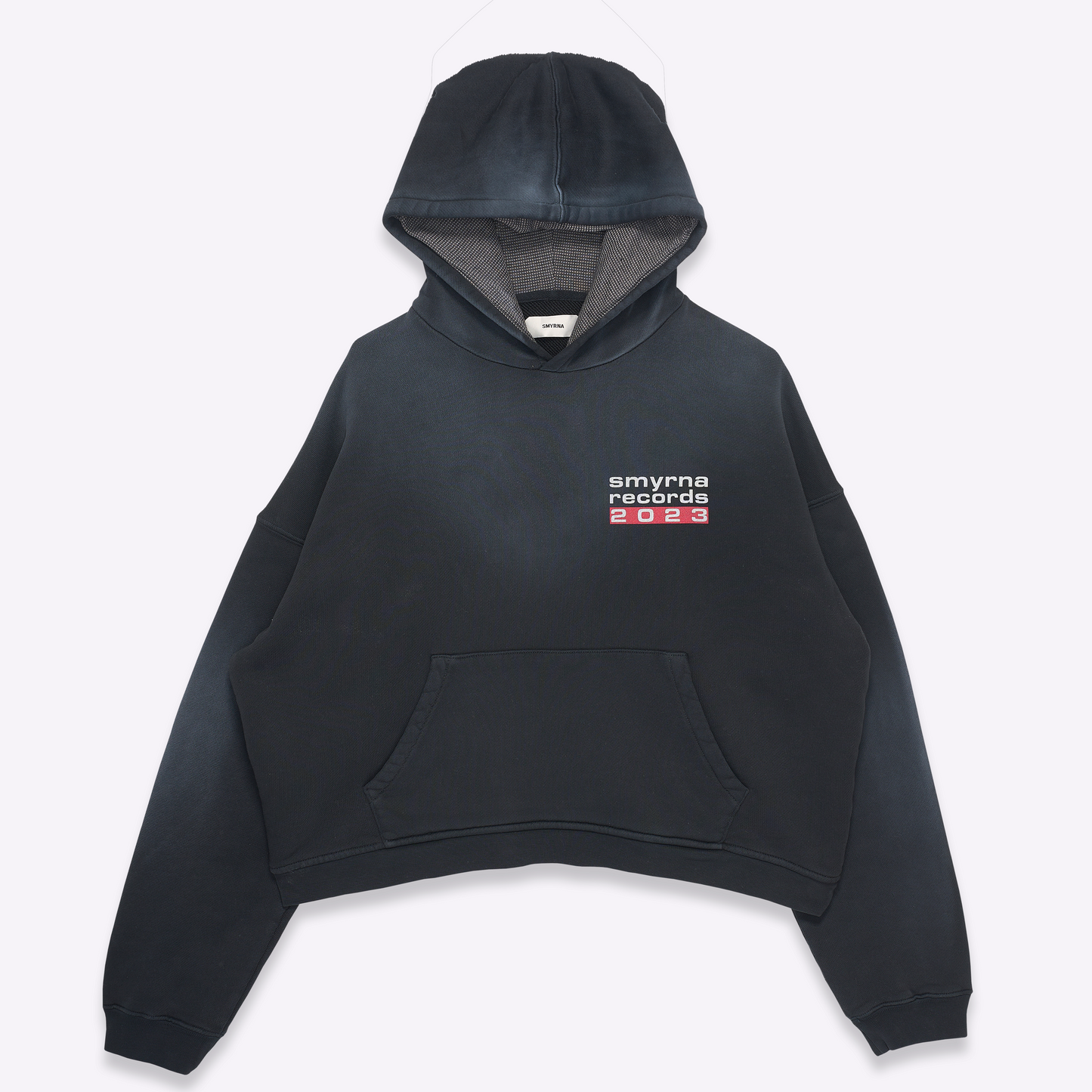 Records hoodie in washed black