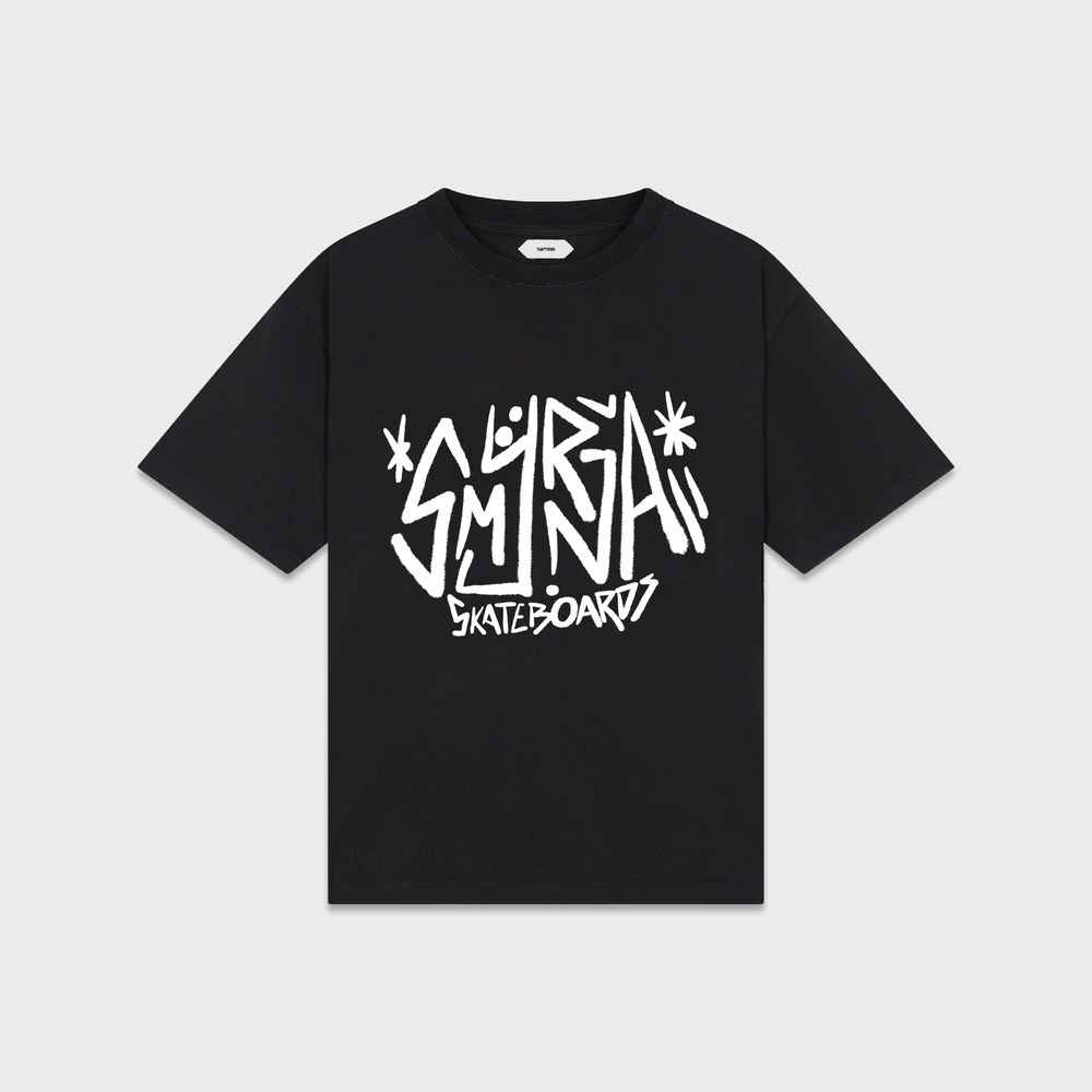 Smyrna Skateboards t-shirt in washed black