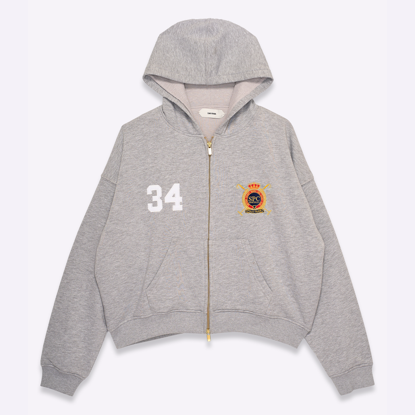Jockey club Zip Hoodie in Grey melange