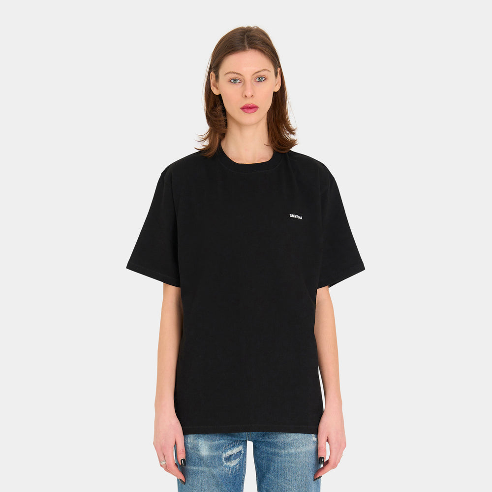 
                      
                        SMYRNASmyrna logo t-shirt in black - T-shirt
                      
                    