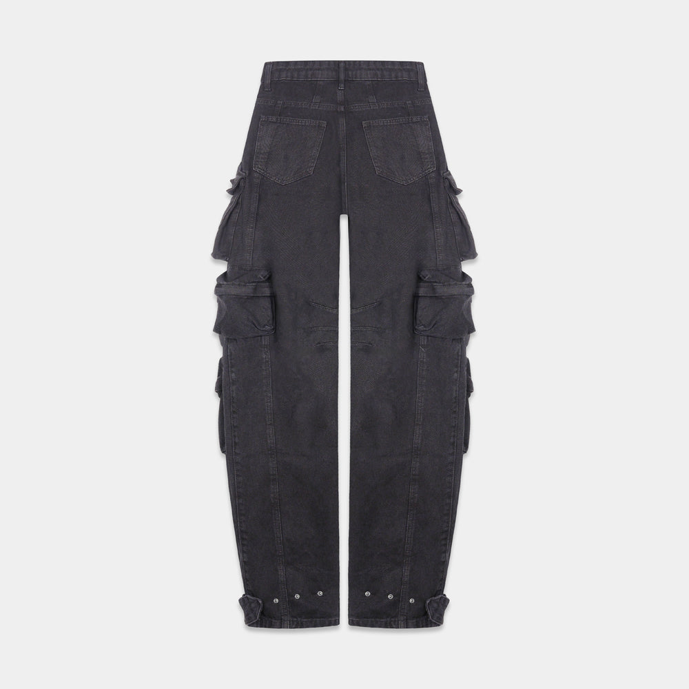 SMYRNAMulti pocket wide cargo pants in black W - Jeans