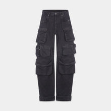 Load image into Gallery viewer, SMYRNAMulti pocket wide cargo pants in black W - Jeans
