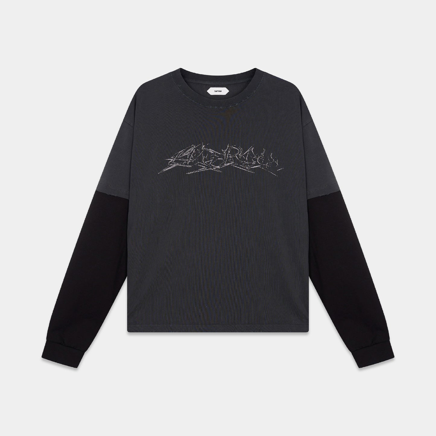 SMYRNATwo-color vital L/S t-shirt in washed black W - Longsleeve