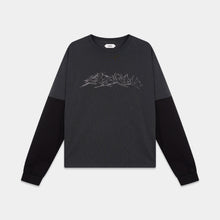 Load image into Gallery viewer, SMYRNATwo-color vital L/S t-shirt in washed black W - Longsleeve
